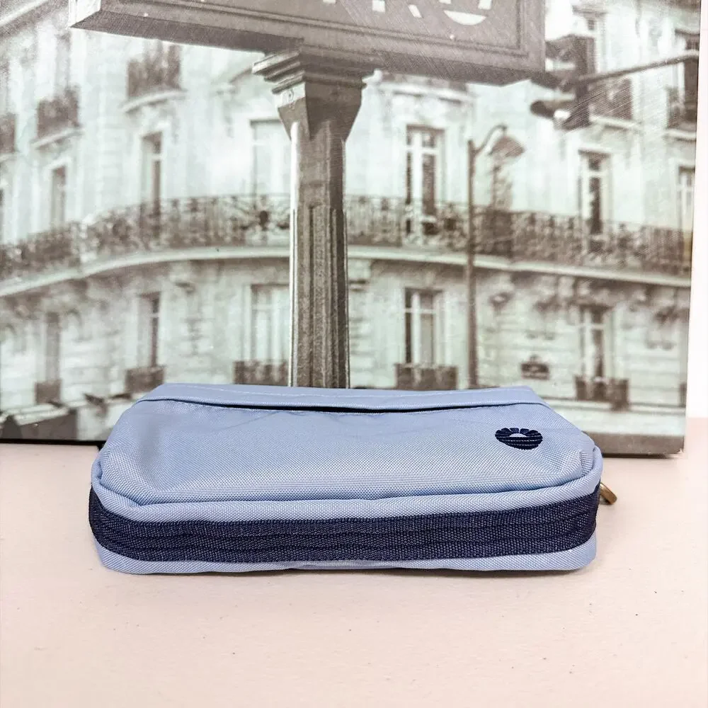 TOBIQ Light Blue RPET Crossbody Camera Bag Adjustable Navy Strap NWT